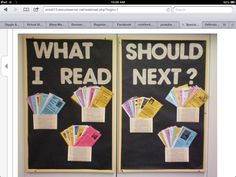 two bulletin boards that have different types of papers on them, one with what should i read next?