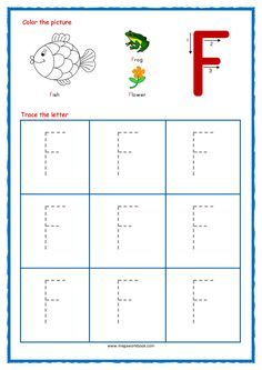 the letter f worksheet for children to learn how to write and draw letters