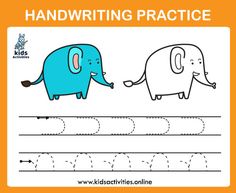 an elephant and an elephant are writing practice sheets for children royalty illustration