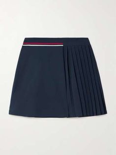 BOGNER Vroni pleated striped stretch-jersey golf skirt | NET-A-PORTER Sporty Pleated Skirt With Accordion Pleats, Striped Pleated Skirt For Work, Pleated Striped Skirt For Work, Fitted Striped Skort With Pleated Skirt, Jean Trench Coat, Designer Hair Accessories, Golf Skirt, Sports Trousers, Blazer Shirt