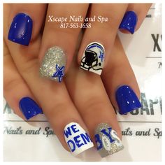 Dallas Cowboys Nails Dallas Cowboys Nails Designs Blue, Nfl Cowboys Nails, Dallas Nails, Sporty Nails, Flare Acrylic Nails