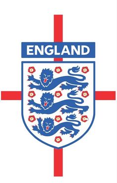 the england crest is shown in red, white and blue