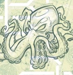 an octopus drawn on top of a piece of paper