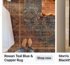 two photos side by side with the same rug