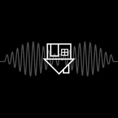 a black and white photo with the sound wave in front of it that shows an image of a house