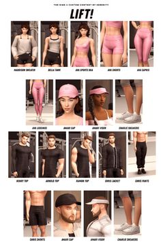 the different types of clothing are shown in this image, and there is also an info sheet