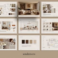 an image of a brochure with many different colors and furniture in the same room