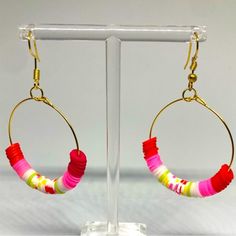 Shop waviestore331's closet or find the perfect look from millions of stylists. Fast shipping and buyer protection. Pink and red earrings, hoop is approx. 2" the earring is approx. 3" total. beautiful color of pink, red and white. Bundle with other items for an offer. 🥰❤️ Trendy Red Nickel-free Hoop Earrings, Trendy Red Circular Jewelry, Trendy Red Dangle Hoop Earrings, Nickel Free Red Hoop Earrings, Nickel-free Red Hoop Earrings, Adjustable Nickel-free Red Hoop Earrings, Adjustable Red Hoop Earrings, Red Small Hoop Nickel-free Earrings, Red Nickel-free Small Hoop Earrings