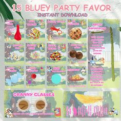 an image of a party flyer with food and drinks on the front, along with instructions for how to make it