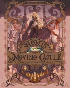 the cover to alice's moving castle, featuring an image of two women in hats and