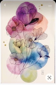 watercolor painting of flowers on white paper