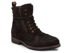 Rustic Asphalt-Pick Up Cap Toe Boot Finish your cold weather look with the Pick Up cap toe boot from Rustic Asphalt. Wrapped laces, side zippers, and a lug sole offer rugged style to this edgy combat boot. Brown Winter Combat Boots With Zipper Closure, Rugged Lacing Winter Boots, Rugged Winter Boots With Lacing, Rugged Winter Hiking Boots With Laces, Cap Toe Boots, Rugged Style, Combat Boot, Lug Sole, Brown Suede