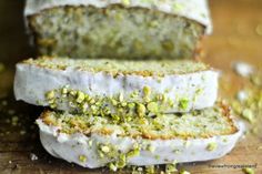 two slices of bread with pistachio sprinkles