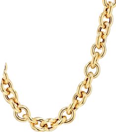 Gold Rolo Chain Necklace In Modern Style, Modern Gold Rolo Chain Necklace, Luxury Rolo Chain Necklace With Link Shape, Luxury Rolo Chain Link Necklace, Luxury Yellow Gold Chain Necklace With Solid Links, 16 Inch Yellow Gold Plated Chain Necklace, Luxury Gold-plated Chain Necklace With Solid Link, Luxury 14k Gold Tarnish-resistant Chain Necklace, Luxury Gold-tone Brass Chain Necklace