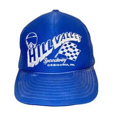 #1068 Vintage Sportsman Brand Blue Speedway Foam Mesh Snapback Trucker Hat. Hillvalley speedway Orbisonia, PA Foam is intact and not degraded. Has dirt and stains from laying around in storage.. the snaps are a bit tight...I had to push them in with  a rigid object. Make an offer~ ~Thank you for showing interest in my products~  Payments…instant payment is preferred!! Please pay immediately, or your order may be cancelled. Shipping...orders are processed Monday thru Friday and shipped the same d Vintage Blue Baseball Cap For Outdoor, Vintage 5-panel Trucker Hat For Sports, Vintage Trucker Hat For Outdoor Activities, Retro 5-panel Baseball Cap For Sports, Vintage 5-panel Snapback Hat For Sports, Retro Blue Baseball Hat, Retro Blue Baseball Cap For Sports, Blue Retro Baseball Cap For Sports, Retro Blue Hat For Sports Events