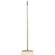 a broom with a wooden handle on a white background