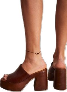 Leather Platform Strappy Sandals, Free People Platform Sandals, Leather Strappy Platform Sandals, Free People Zoe Platform, Leather T-strap Platform Sandals For Vacation, Vintage Aesthetic, Chestnut, Chunky Heels, Platform Sandals