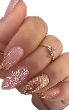 Trendy Christmas Nails, Nail Noel, Nail Art Noel, Christmas Nail Ideas, Pink Gel Nails, Classy Acrylic Nails