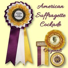 an american suffrage cockade award ribbon and badge