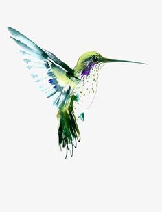 a painting of a hummingbird flying in the sky