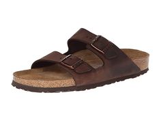 Birkenstock Arizona Soft Footbed - Leather SINGLE SHOE - Shoes : Habana Oiled Leather : Sold as a SINGLE shoe. The Birkenstock Arizona Soft Footbed slip-on sandal in oiled leather offers classic style and enhanced comfort. Birkenstock uses the term Waxy leather and Oiled leather interchangeably and may arrive marked as either. A natural variation in color can occur with oiled leathers. Raised toe bar is designed to encourage the natural gripping motion of your feet. The soft footbed features a f Neutral Heels, Birkenstock Arizona, Hot Cars, Slip On Sandal, Women's Shoes Sandals, Birkenstock, Leather Shoes, Shoes Sandals, Arizona