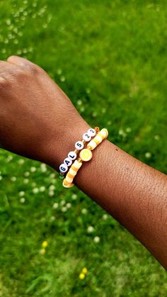 Wear your faith on your sleeve, or rather, your wrist, with our Galatians 5:22 set. This playful duo is a refreshingly sweet reminder to cultivate love, joy, peace, patience, kindness, goodness, faithfulness, gentleness, and self-control in your daily life. *Fruit bead is randomly chosen, making a cute surprise! Bracelet Details: Elastic stretchy string to fit multiple wrist sizes Knot is secured with jewelry glue Clay heishi beads Acrylic letter beads Glass seed beads Polymer clay fruit beads Personalized Yellow Casual Bracelet, Casual Yellow Personalized Bracelet, Personalized Orange Bracelets As Gift, Personalized Casual Bracelets As Birthday Gift, Personalized Orange Beaded Bracelets As Gift, Personalized Orange Beaded Bracelets For Friendship, Personalized Spiritual Wristband For Friendship, Spiritual Personalized Wristband For Friendship, Personalized Yellow Friendship Bracelets