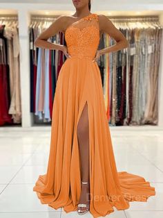 A-Line One-Shoulder Sweep Train Chiffon Prom Dresses For Black girls With Leg Slit Sweep Train Prom Dress, Dark Red Dresses, Red Dresses Classy, Corset Dress Prom, Satin Evening Dresses, Mermaid Bridesmaid Dresses, Light Blue Dresses, Satin Prom Dress, Royal Blue Dresses