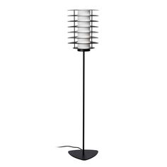 a black and white floor lamp with five lights