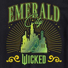 Show off your love for all things Wicked with this Emerald City graphic t-shirt for women and juniors featuring striking green tones against a black backdrop. It's made from 100% cotton and has a regular-fit, a classic crew neckline, and short sleeves. Character: WickedClosure Type: Pullover HeadFit: Regular FitNeckline: Crew NeckSleeve Length: Short SleeveFiber Content: 100% CottonFabric Description: KnitCare: Tumble Dry, Machine WashCountry of Origin: Imported Pop Culture Green Tops With Letter Print, Wicked Shirt, City Graphic, Black Backdrop, Black Backdrops, Earring Making, Green Tones