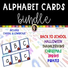 the back to school alphabet cards bundle is shown