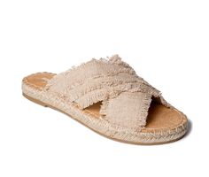 So sleek, so chic, and ready to complete your warm weather wardrobe. Featuring a comfy, frayed fabric crossband design and braided jute detail, these statement espadrille slides are the perfect finishing touch to any sunny day outfit. Woven Fabric / Textile upper straps, Slip on for easy entry,0.75\ sole height, Braided jute espadrille wrapped midsole, Round open toe, MIcrofiber lined cushioned footbed, Rubber outsole, Frayed crisscross strap design | Women's Minnetonka Pearle Crossband Sandals Casual Beach Sandals With Braided Trim, Casual Braided Trim Sandals For Beach, Casual Braided Sandals For Beach, Casual Braided Trim Beach Sandals, Summer Sandals With Braided Trim And Adjustable Fit, Adjustable Braided Trim Sandals For Summer, Spring Sandals With Braided Trim And Adjustable Fit, Beige Jute Sandals For Beach, Summer Jute Sandals For Beach Season