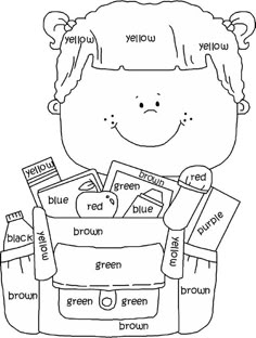 a black and white drawing of a girl holding a box with words in the language