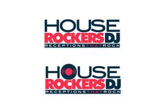 two logos for house rockers dj, including one with a record player on it