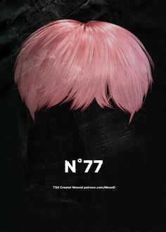 a pink wig with the number 477 on it's front and back side