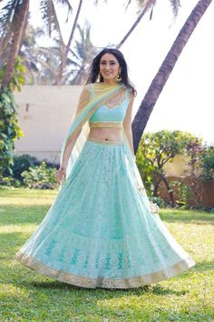 Summer Weddings 2024 Are Calling For Soft Sorbet Hues - ShaadiWish Aqua Bridesmaid Dresses, Bridesmaid Indian, Sister Of The Groom, Traditional Blouse Designs, Blue Lehenga, Bride Sister, Indian Designer Outfits, Indian Designer Wear