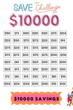 a poster with the words save challenge $ 10, 000