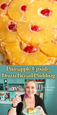 Bread pudding loaded up with a pineapple brown sugar “topping” – you flip the pan upside down to plate the pudding – just like the traditional pineapple upside-down cake, but a bread pudding instead! Pineapple Upside Down Bread, Pineapple Pudding, Fluff Desserts, Cake Making, Pineapple Upside, Pineapple Upside Down Cake, Pineapple Upside Down, Weekend Breakfast