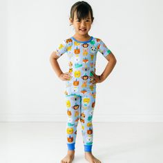 Best birthday PJs ever! Featuring giraffes, monkeys, elephants & more cute creatures celebrating on a cool blue background, these PJs are made from buttery soft and stretchy Lunaluxe™ Bamboo. The short sleeves are perfect for warmer weather, while the comfy pants are designed with extra length to fit up-to-3x longer. Snag styles for the whole fam! Made from custom-milled Lunaluxe™ Bamboo that’s gentle on sensitive or eczema-prone skin Seasonless fabric to keep littles cool in the summer and warm Playful Printed Blue Sleepwear, Playful Blue Printed Sleepwear, Fun Blue Sleepwear, Playful Light Blue Sleepwear For Pajama Party, Blue Fun Cartoon Print Sleepwear, Blue Cartoon Print Fun Sleepwear, Playful Light Blue Sleepwear For Bedtime, Blue Fun Sleepwear For Sleepover, Blue Fun Sleepwear