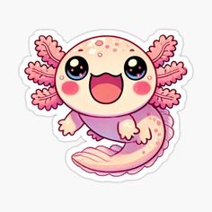 a cute pink and white koala sticker with big eyes, sitting on the ground