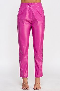 Introducing our stylish Faux Leather Pants in Magenta, a bold and trendy addition to your wardrobe. Crafted with a blend of 55% Polyurethane and 45% Polyester, these pants offer a contemporary look with the comfort of faux leather. 
 
Key Features: 
1. Material: Crafted from 55% Polyurethane and 45% Polyester, these faux leather pants provide a sleek and modern style. 
2. Color: The vibrant magenta hue adds a pop of color, making these pants a statement piece in your collection. 
3. Versatile S Color Magenta, Color Making, Activewear Sets, Faux Leather Pants, Leather Key, Skirt Leggings, Plus Size Tops, Leather Material, Bottoms Pants