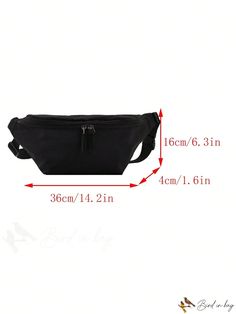 BirdinBag - Premium Black Front-Zip Large Fanny Pack Large Capacity Black Casual Pouch, Casual Black Large Capacity Pouch, Casual Large Capacity Black Pouch, Black Casual Pouch With Zipper Pocket, Casual Black Pouch With Zipper Pocket, Casual Black Pouch With Zipper Closure, Casual Black Shoulder Bag With Zipper Pouch, Trendy Black Bag With Zipper Pouch, Black Rectangular Belt Bag With Zipper Closure