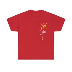 Get your hands on the hottest collaboration of the season with this Travis Scott x McDonald's crew t-shirt! Available in all sizes and colors, this t-shirt is a must-have for any hypebeast. Show off your love for Travis Scott and the Golden Arches with this limited edition merch. #TravisScott #CactusJack #McDonalds #LimitedEdition #TokyoArchive 🍟🔥👕 Red Crew Neck T-shirt With Graphic Print, Cactus Jack Mcdonalds, Mcdonalds Shirt, Travis Scott Cactus Jack, Style Rock, Cactus Jack, Tshirt Fashion, Collar Neck, Travis Scott