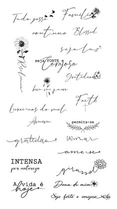 some handwriting that is written in different languages and sizes, including the words on each page