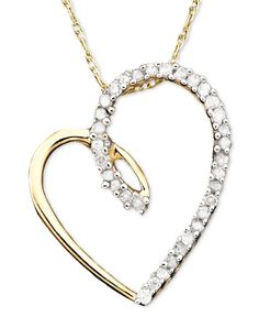 A dazzling fusion you'll love. 14k gold heart melds with round-cut diamonds (1/10 ct. t.w.) to create pendant perfection on this beautiful diamond necklace. Chain measures 18 inches; drop measures 1/2 inch. Beautiful Diamond Necklace, Heart Pendent, Diamond Heart Necklace, German Silver Jewelry, Diamond Heart Pendant Necklace, Sterling Silver Jewelry Rings, Heart Necklace Diamond, Diamond Jewelry Necklace, Pendent Necklace