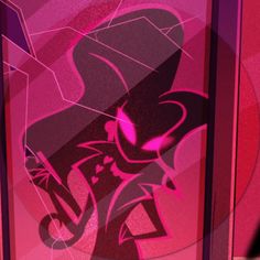 the shadow of an animated character on a pink and purple background is seen in this image