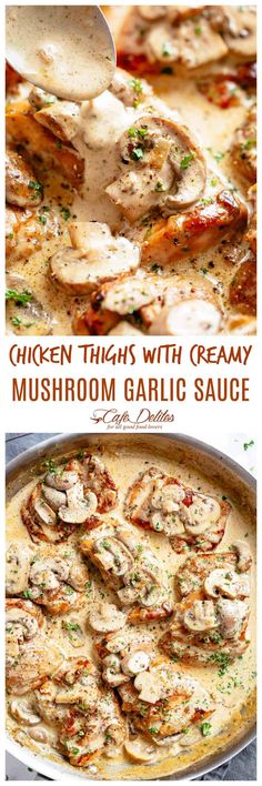 chicken thighs with creamy mushroom garlic sauce