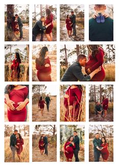 a collage of photos showing the stages of a pregnant woman's life and her husband