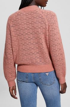 An intricate open-stitch design adds to the charm of this cozy wool-rich pullover that's sure to be worn on repeat when the temperature starts to dip. Mock neck Long sleeves Ribbed cuffs and hem 40% wool, 33% polyamide, 17% Tencel® lyocell, 10% alpaca Tencel lyocell is a more-sustainably produced fiber made with closed-loop processing Machine wash, tumble dry Imported Satin Roses, Mock Neckline, Mock Neck Sweater, On Repeat, Sweater Knit, Stitch Design, Raglan Sleeve, Neck Sweater, Mock Neck