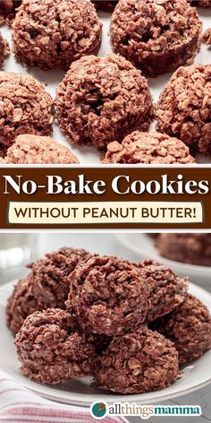 No Bake Cookies (Without Peanut Butter) social collage graphic No Back Cookies, Nut Free Cookies Recipes, The Best No Bake Cookies, No Bake Cookies Recipe Peanut Butter, Nut Butter Cookies, Nut Free Cookies, Nut Free Desserts, Best No Bake Cookies, Easy No Bake Cookies