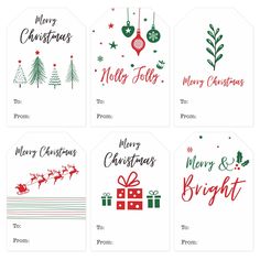 six christmas gift tags with different designs